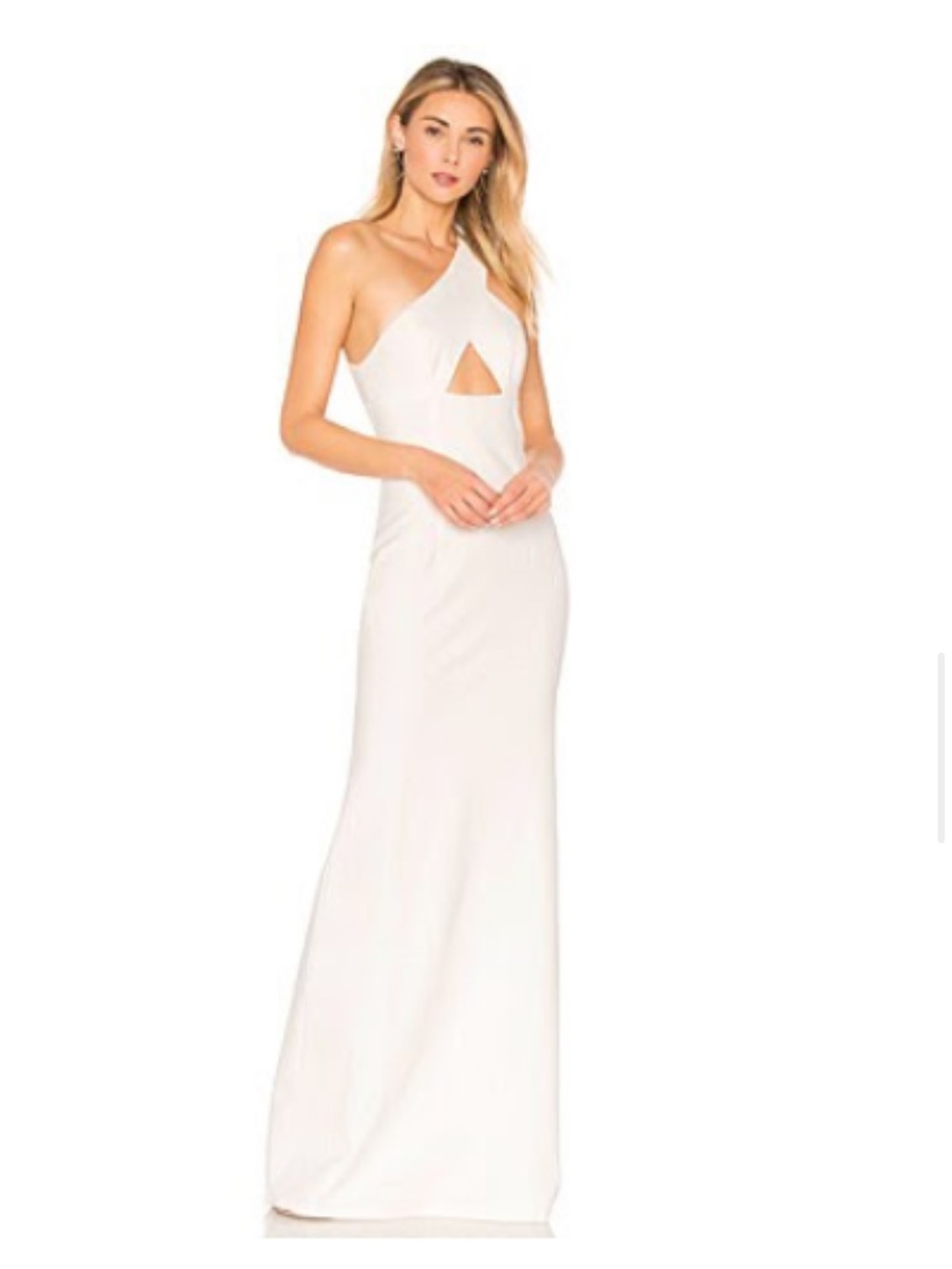 NBD One-Shoulder Cream Cutout Maxi Dress